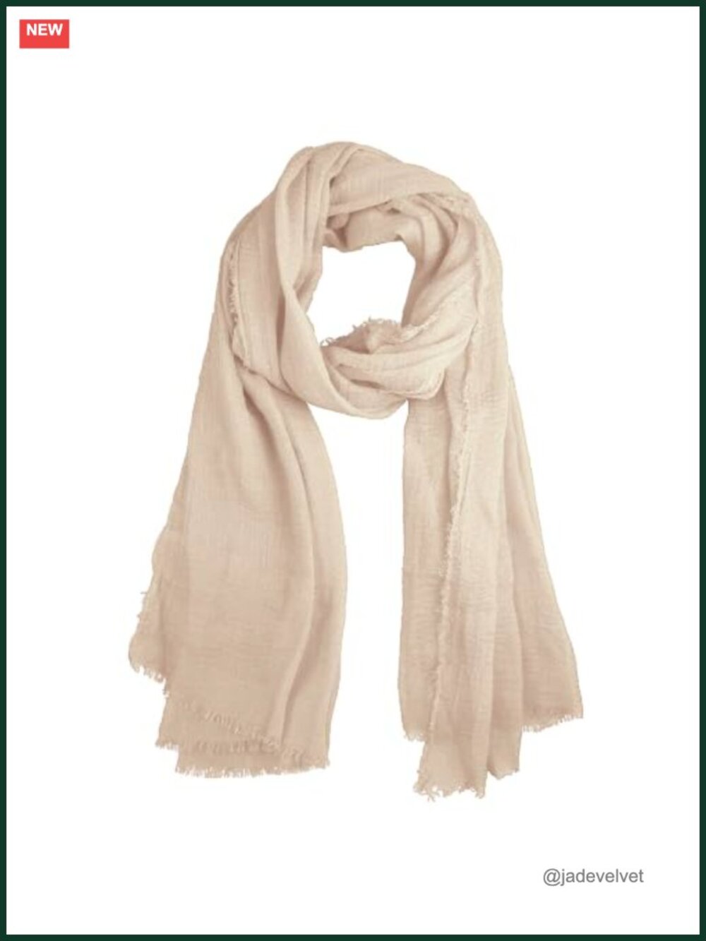 Cotton Blend Crinkle Scarf with Fringed Edges - Oversized Shawl Wrap